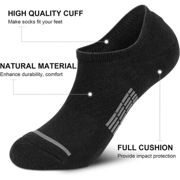 No Show Socks Men 6 Pairs,NonSlip Cushioned Low Cut Ankle Sock with Arch Support - Picture 6 of 8
